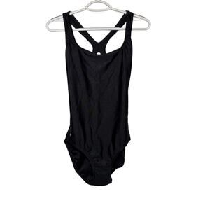 Speedo black cutout performance one piece swim suit womens 12 endurance